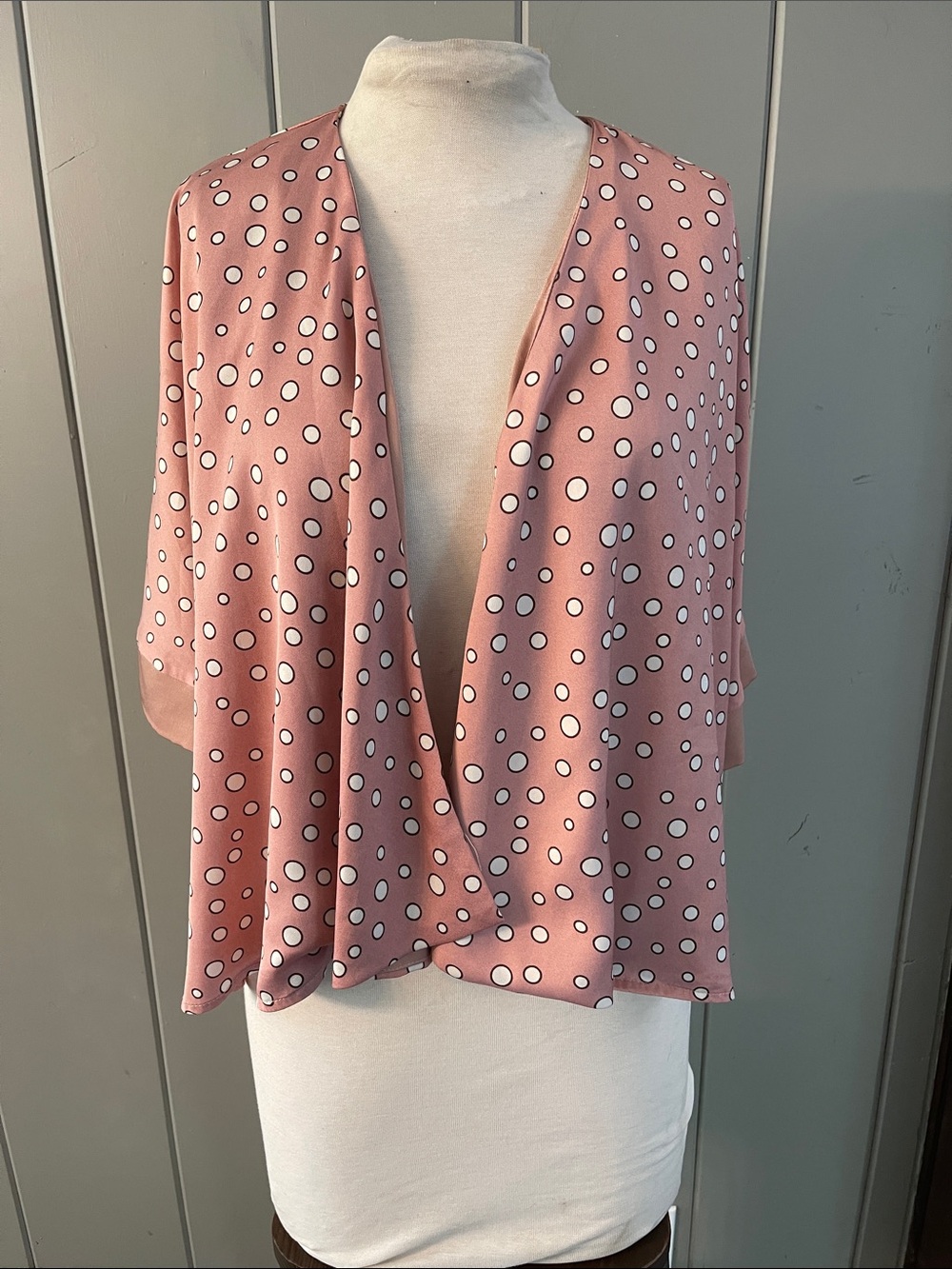Love Riche Kimono Duster Jacket Pink Polka Dots Romantic Fairy Feminine Artsy